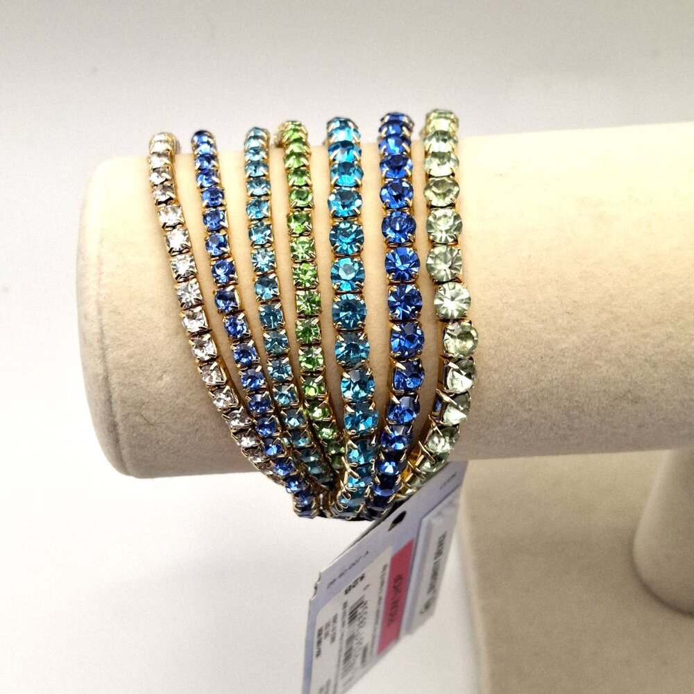 Beautiful Bijoux Bar Stretch Bracelet Set Multi-color Rhinestones Bling NWT